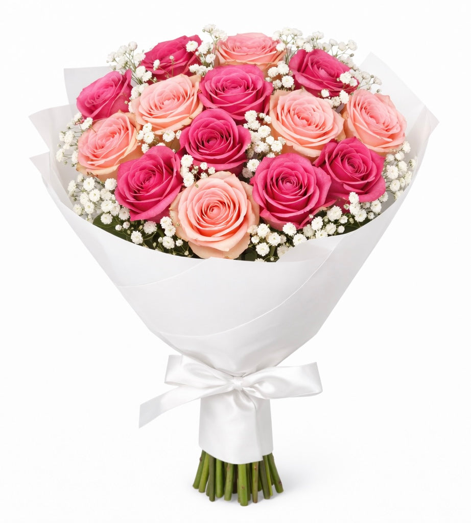 BOUQUET 20 ROSES PINK & FUSHIA