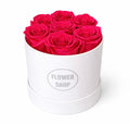 BOXE 7 ROSES ETERNELLES FUSHIA