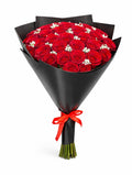 BOUQUET 30 ROSES ROUGES + GYPSO
