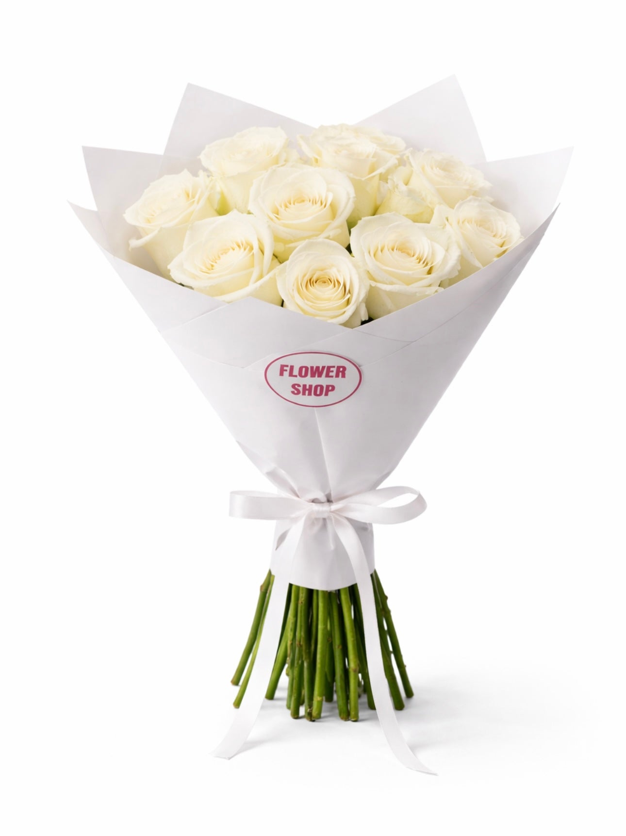 10 WHITE ROSES